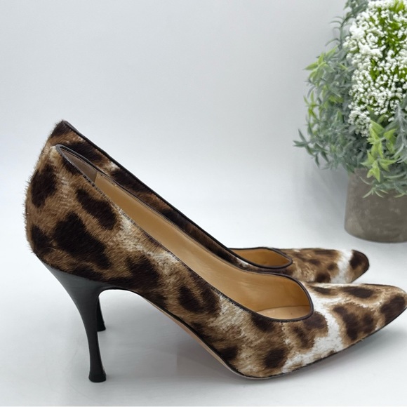 Cole Haan Collection Signature Pony Hair Leopard Print Brown Slip on Heels 9.5 - Picture 4 of 16